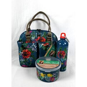 Pioneer Woman Insulated Lunch Bag Country Garden Floral w/Container & Bottle NEW